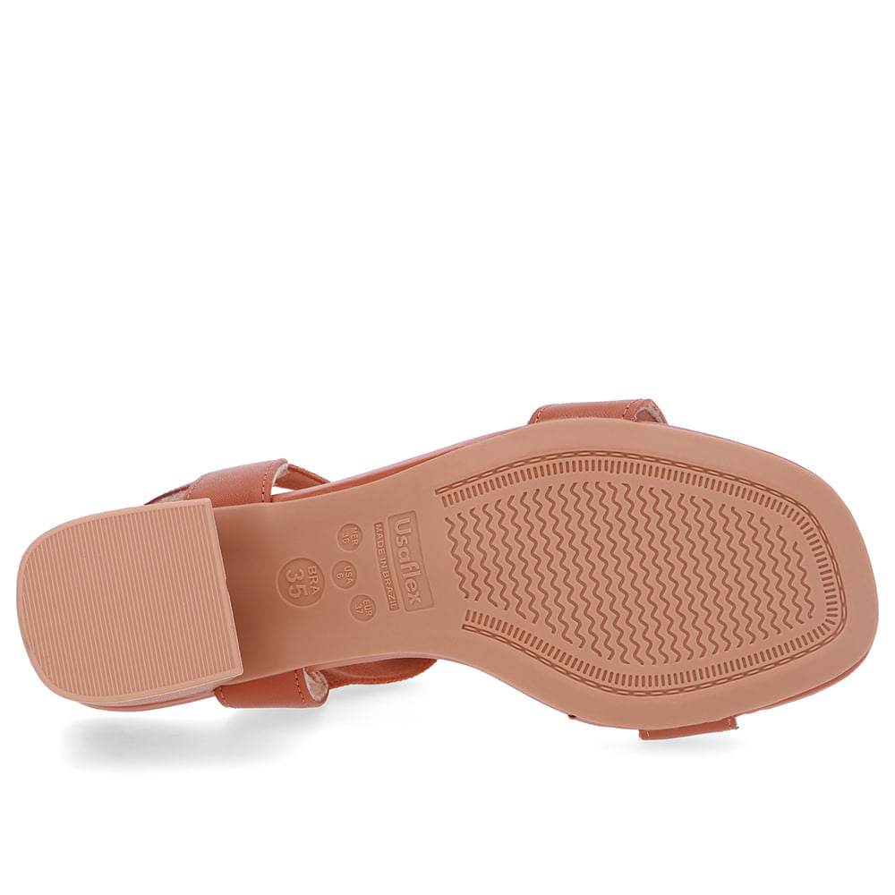 Sandália Couro Marrom Tira Elástico