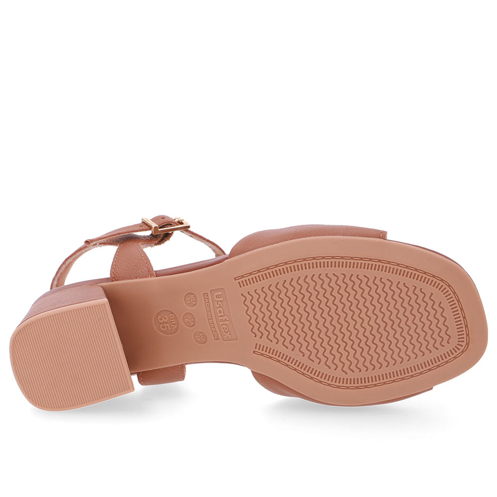 Sandália Couro Marrom Tira Elástico