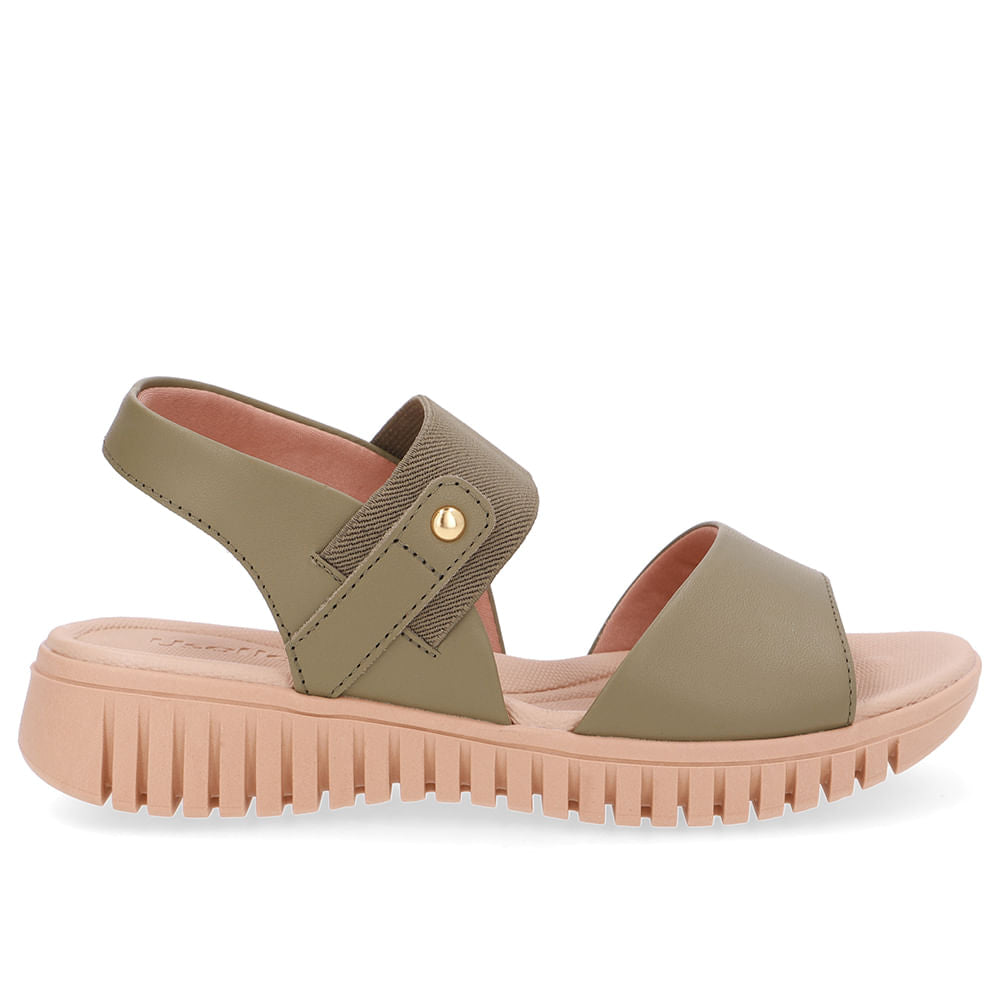 Sandália Plataforma Couro Verde Tira Elástico