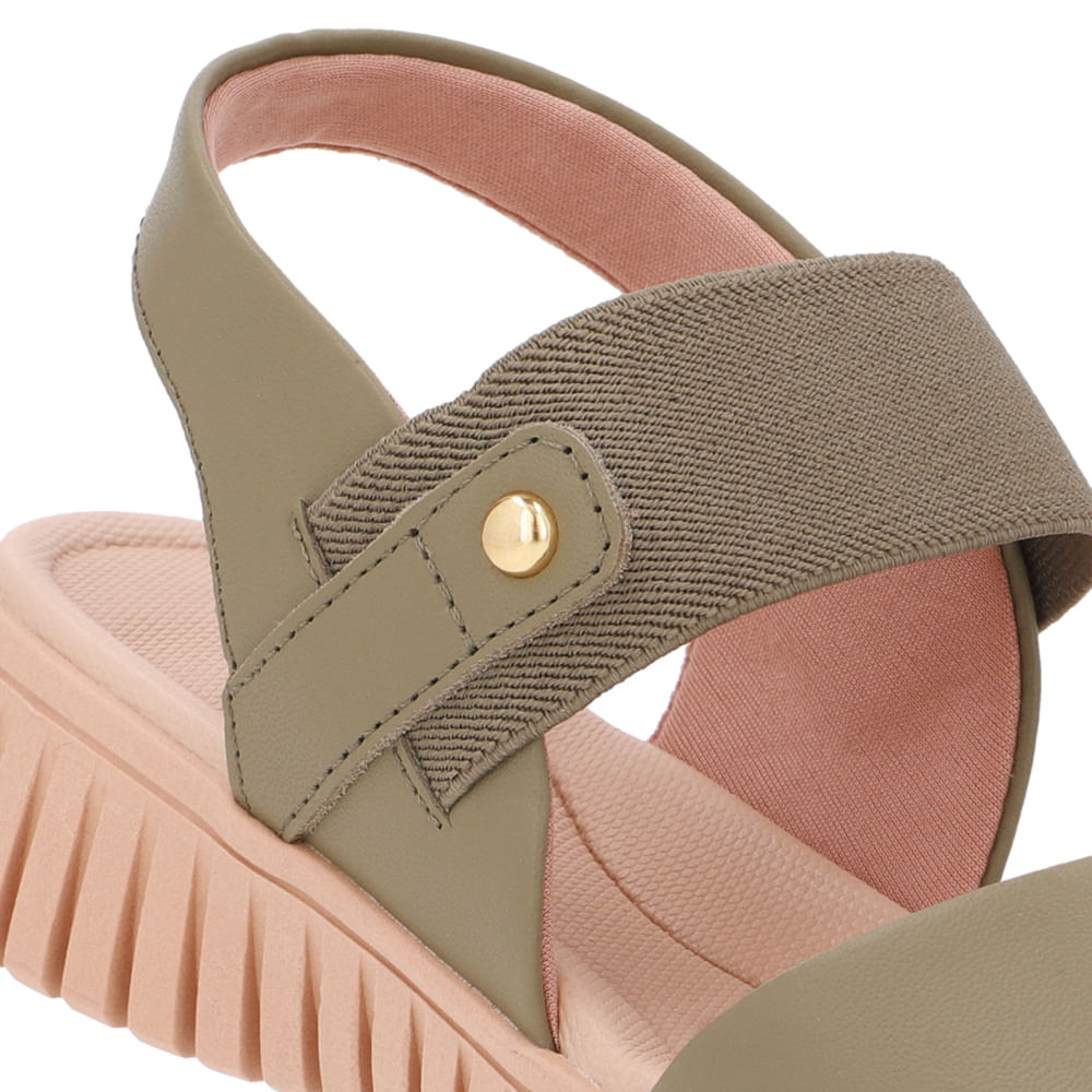 Sandália Plataforma Couro Verde Tira Elástico