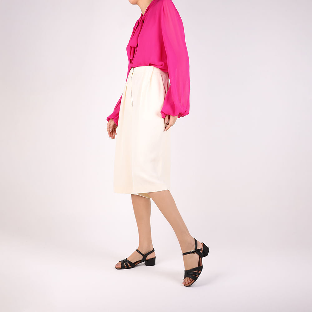 Sandália Salto Bloco Couro Preta