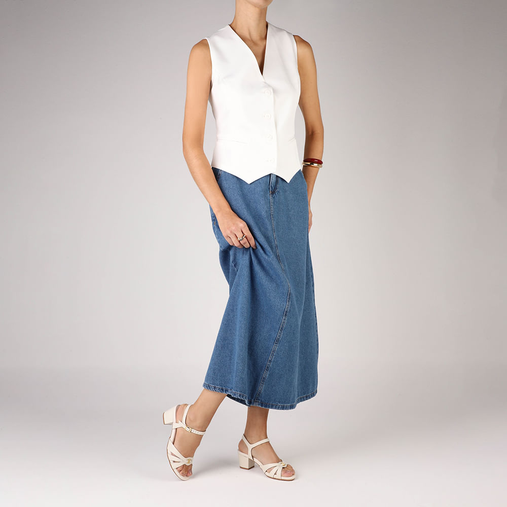 Sandália Couro Branca Marfim Tiras Lateral